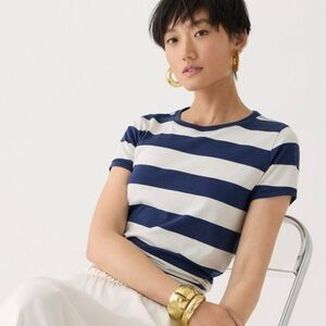 J. Crew Navy White Stripe Slim Perfect Fit T-Shirt XS NWT